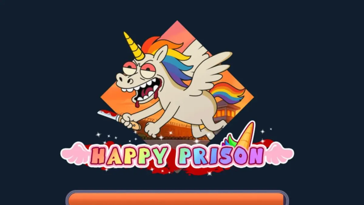 Tampilan visual slot Happy Prison dengan karakter kartun dan tema penjara yang unik
