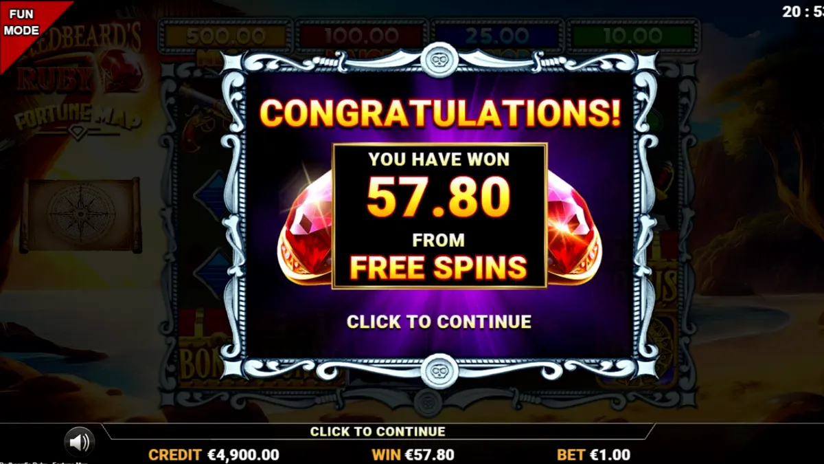 Layar permainan slot Redbeard’s Ruby dengan simbol bajak laut dan peta harta karun yang misterius.